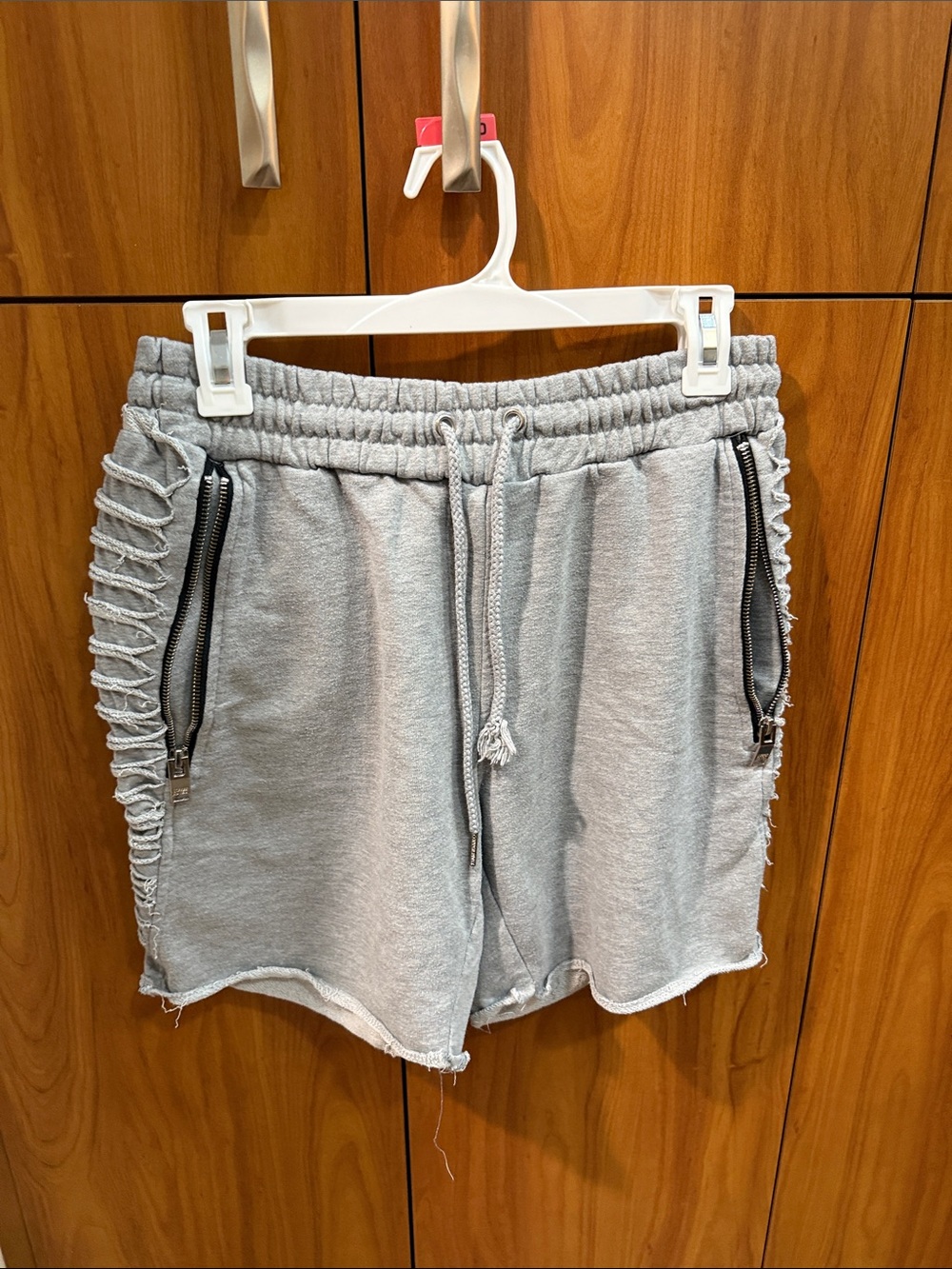 Casual Drawstring Women's Gray Ruffle-Trim Shorts